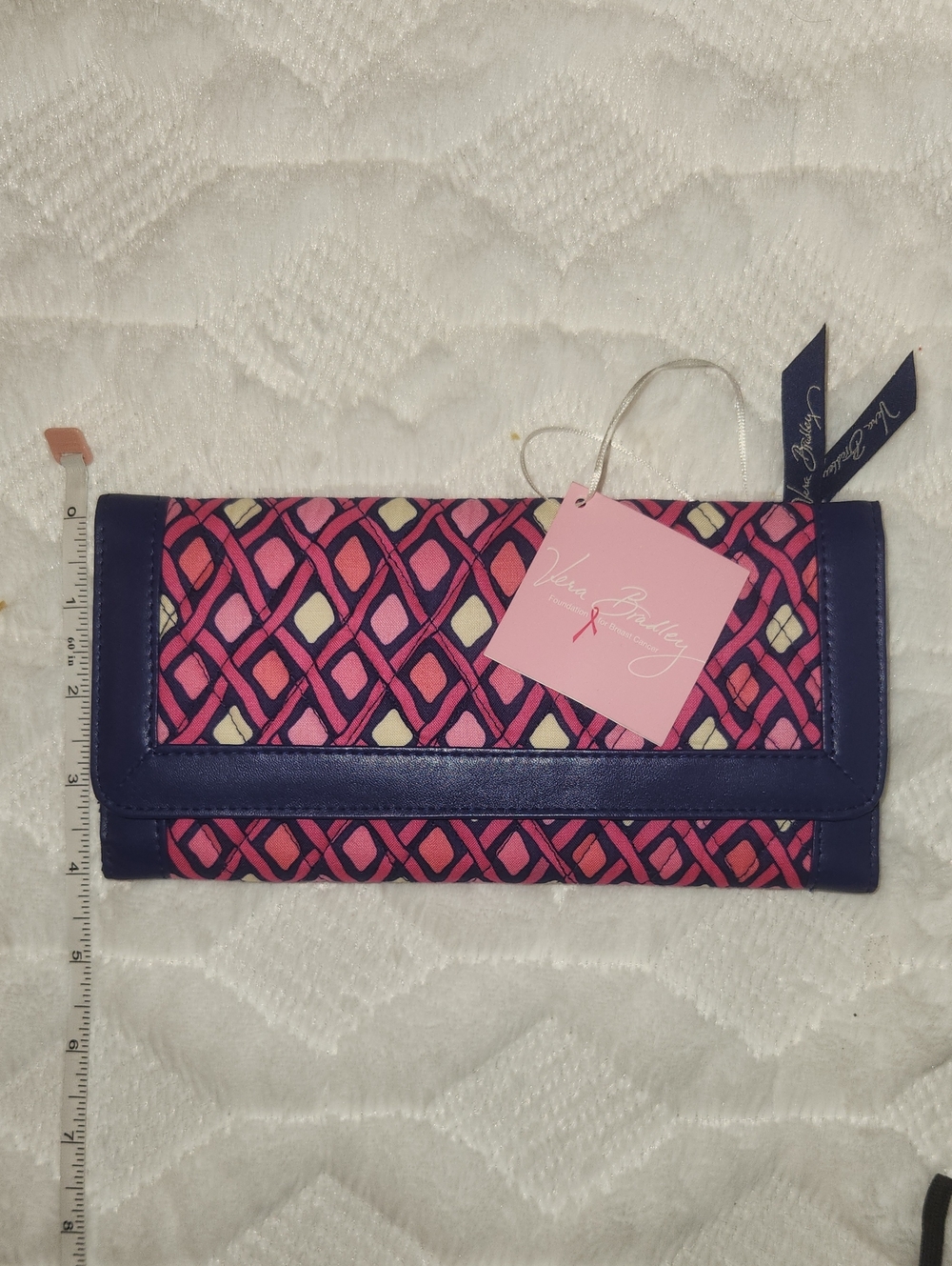 Vera Bradley Katalina Pink Diamonds Patterned Tri Fold Wallet